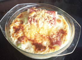 Lauch-Schinkengratin